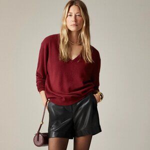J. Crew Cashmere relaxed V-neck sweater, NWT, Small, Burgundy